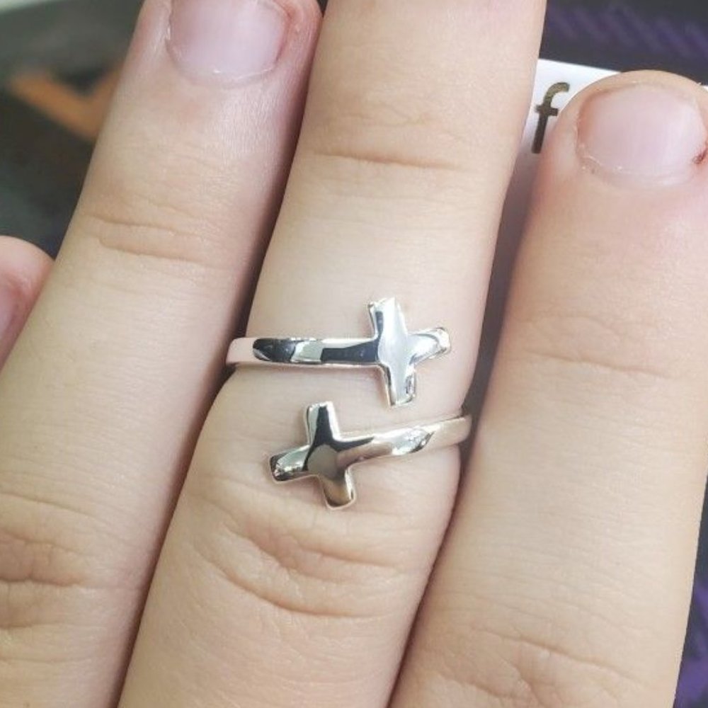 925 Sterling Silver Cross Wrap Ring Faith Hope Love